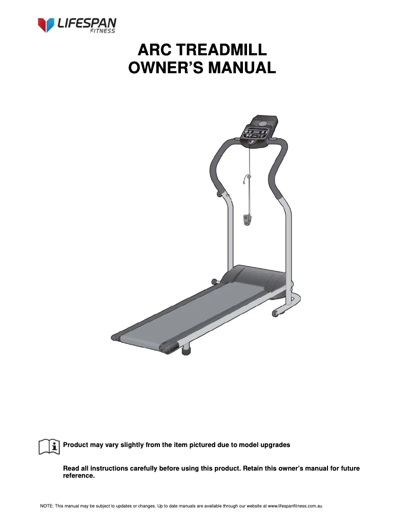 Page n°1 - Manuel utilisateur LifeSpan Arc