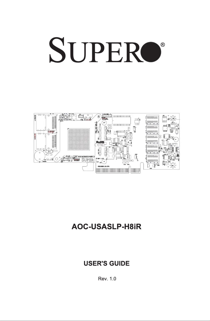 Page 1 de la notice Manuel utilisateur Supermicro AOC-SASLP-H8IR