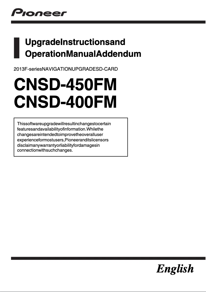 Page n°1 - Manuel utilisateur Pioneer CNSD-450FM