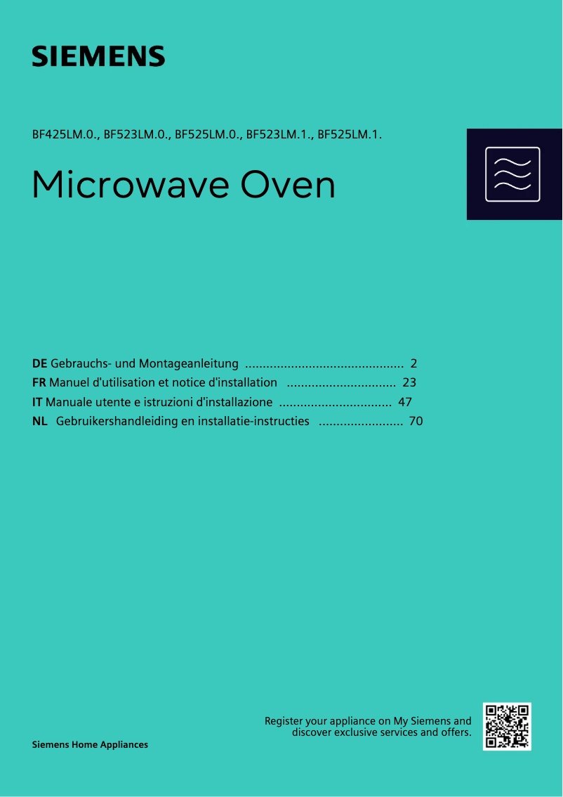 Page n°1 - Manuel utilisateur Siemens BF523LMB1