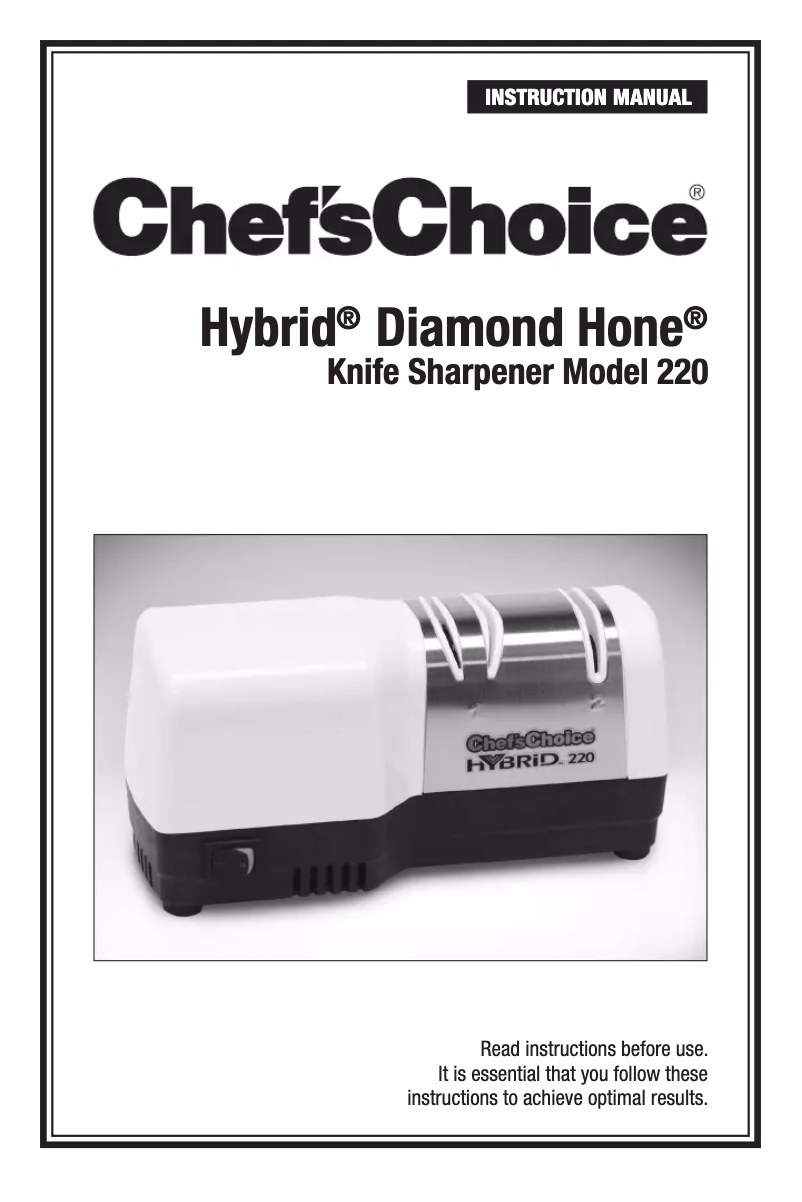 Page 1 de la notice Manuel utilisateur Chef's Choice Hybrid Diamond Hone 220