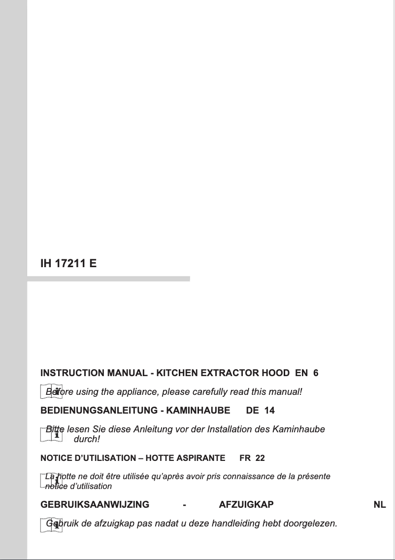 Imagen de la primera página del manual del dispositivo IH 17211 E