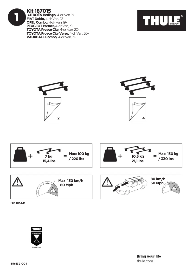 Page 1 de la notice Manuel utilisateur Thule Kit 187015