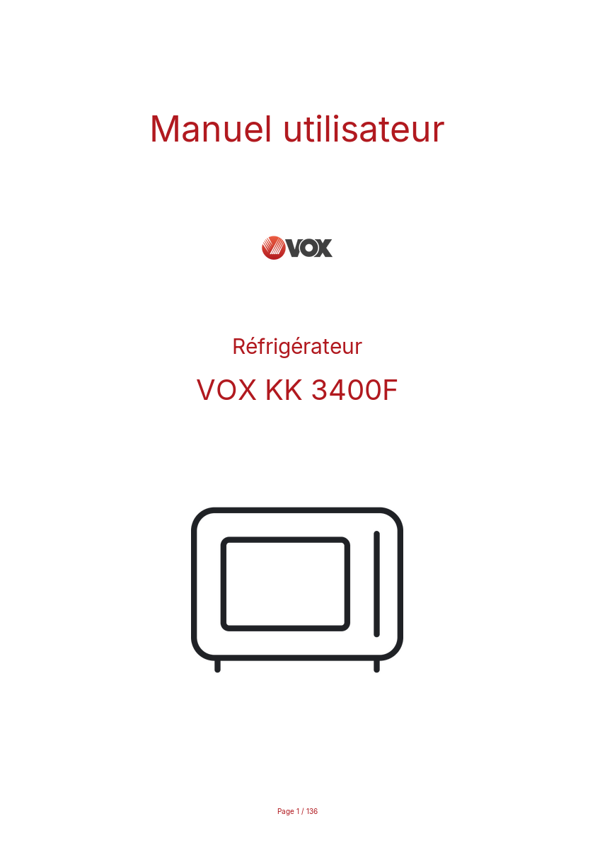 Page n°1 - Manuel utilisateur VOX KK 3400F