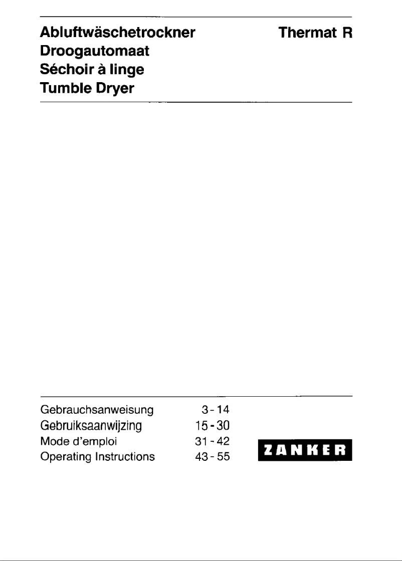 Page 1 de la notice Manuel utilisateur Zanker Thermat R