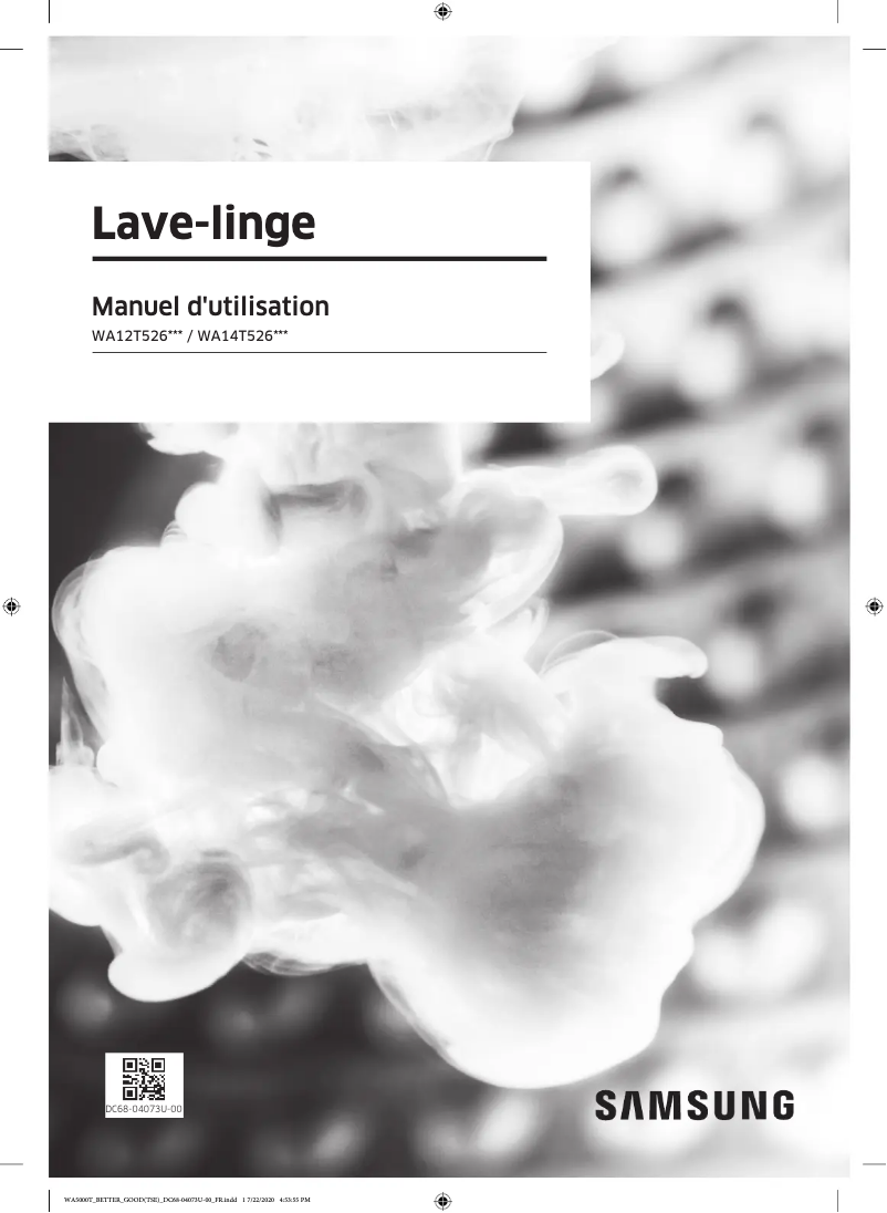 Page 1 de la notice Manuel utilisateur Samsung WA12T5260BY
