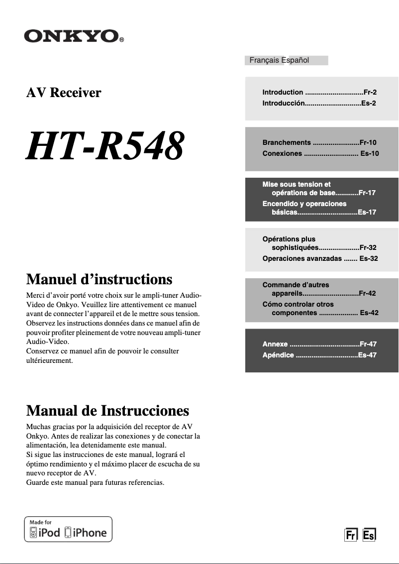 Page n°1 - Manuel utilisateur Onkyo HT-S5405