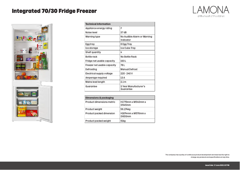 Page n°1 - Fiche technique Lamona LAM6301