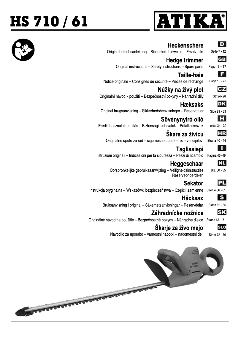 Page 1 de la notice Manuel utilisateur ATIKA HS 710/61
