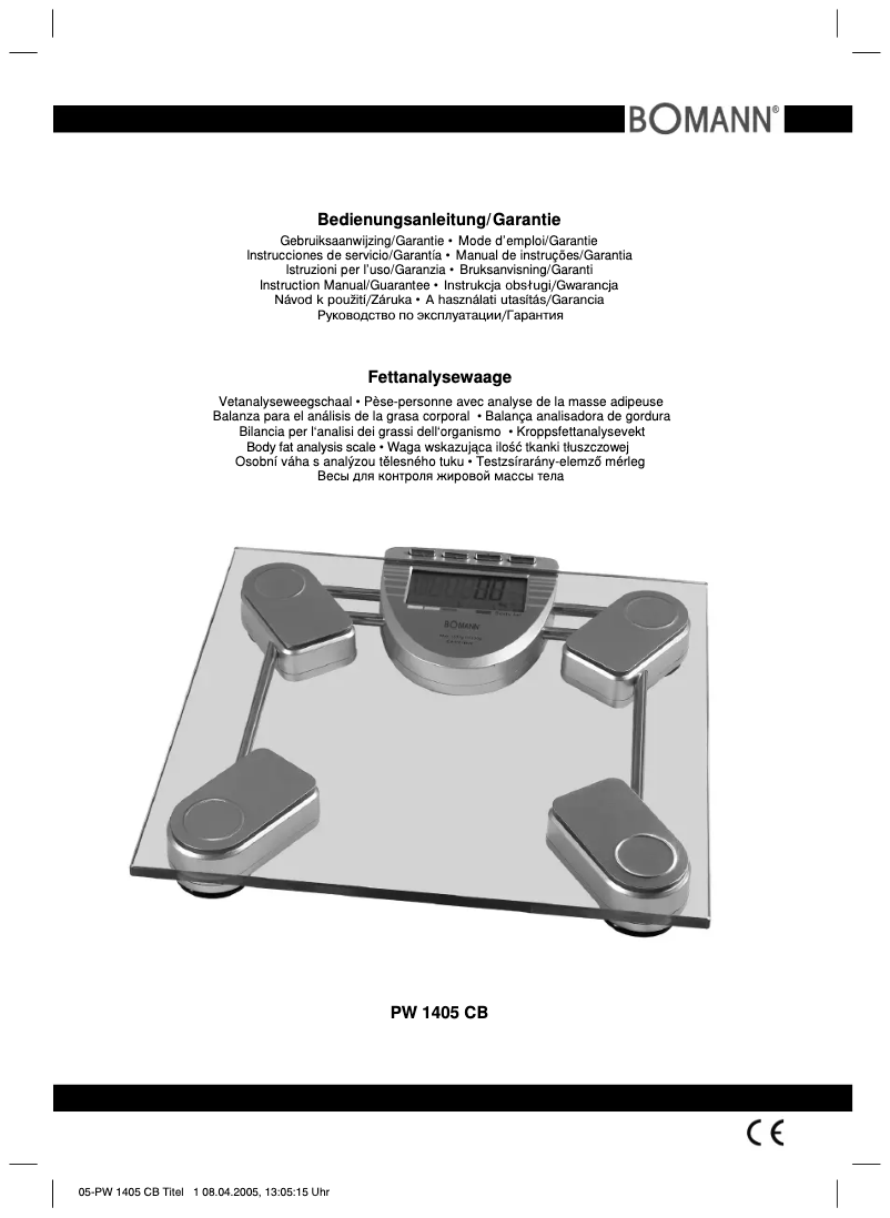 Page 1 de la notice Manuel utilisateur Bomann PW 1405 CB