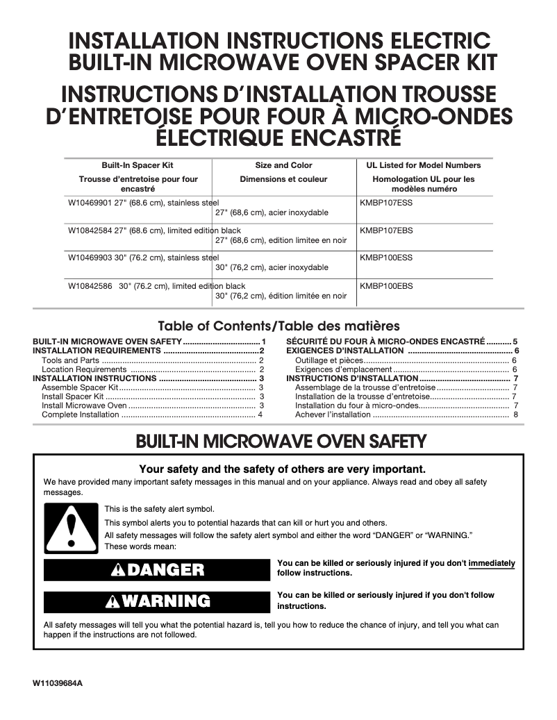 Page n°1 - Manuel utilisateur KitchenAid W10842586