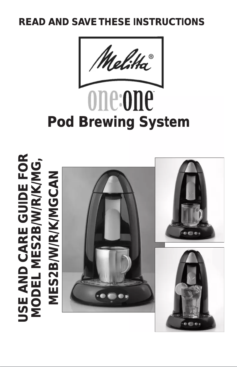 Page 1 de la notice Manuel utilisateur Melitta MES2B