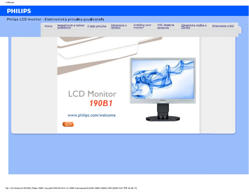 Image de la première page du manuel de l'appareil Brilliance 190B1CB