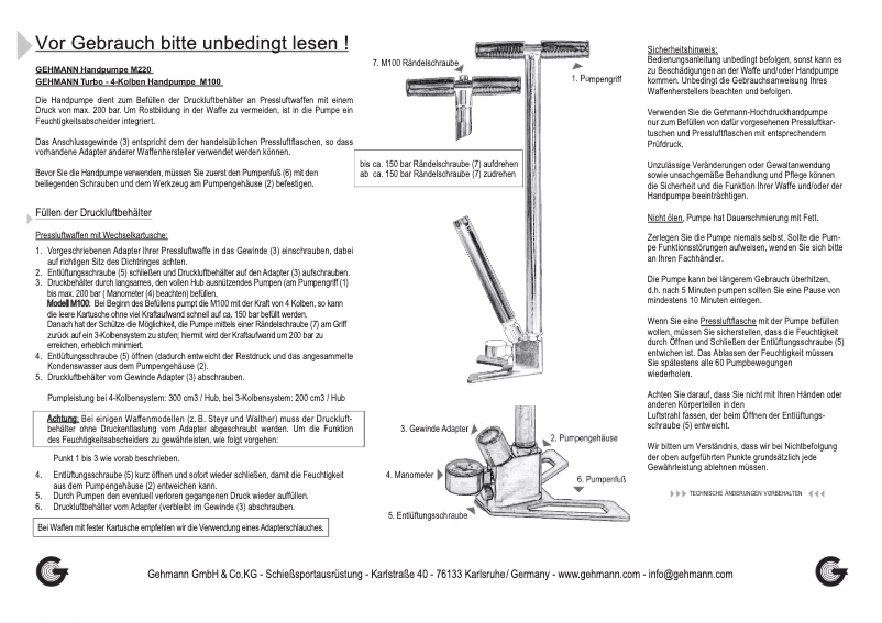 Page n°1 - Manuel utilisateur Gehmann M100