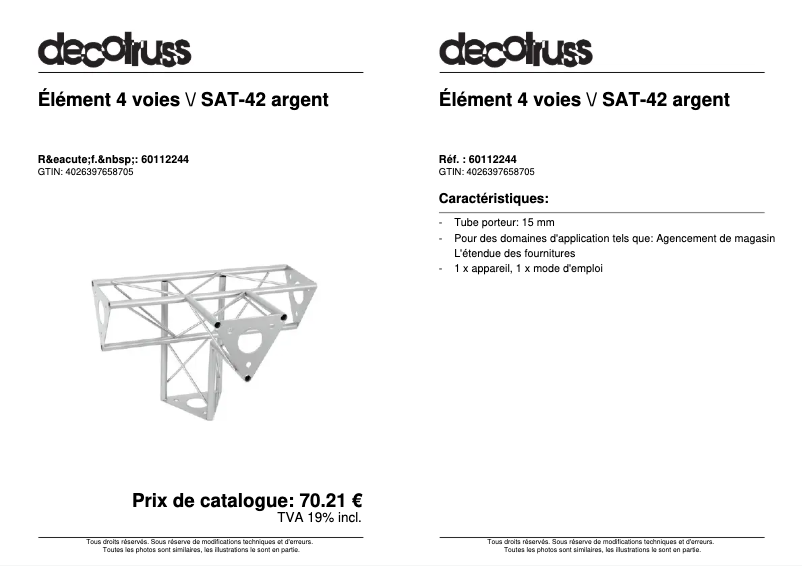 Page n°1 - Fiche technique Decotruss SAT 42