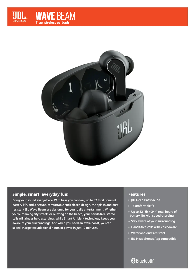 Page 1 de la notice Manuel utilisateur JBL Wave Beam