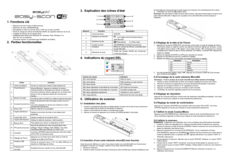 Page 1 de la notice Manuel utilisateur Easypix EasyScan WiFi
