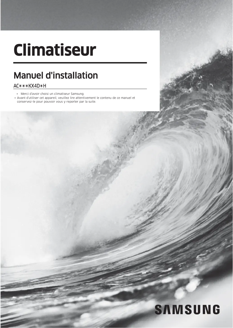 Page 1 de la notice Manuel utilisateur Samsung AC140KX4DNH