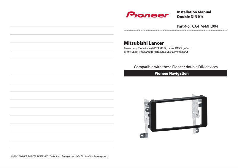 Page n°1 - Manuel utilisateur Pioneer CA-HM-MIT.004