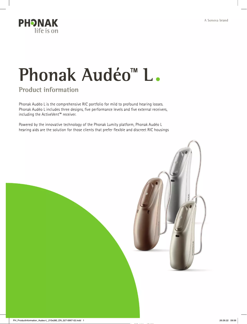 Page n°1 - Fiche technique Phonak Audéo Lumity