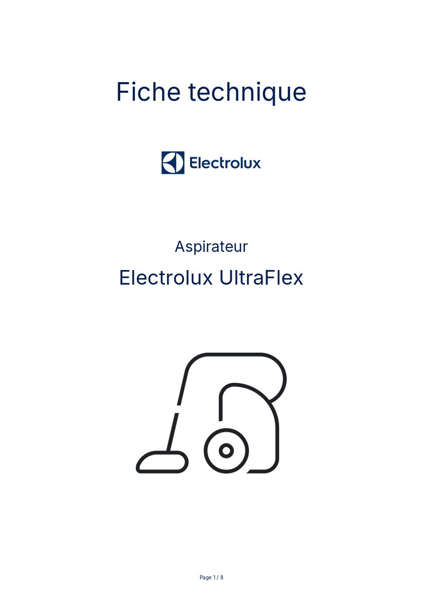 Page n°1 - Fiche technique Electrolux UltraFlex