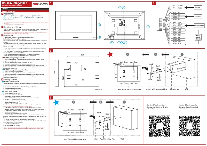 Imagen de la primera página del manual del dispositivo DS-KH6320-TE1