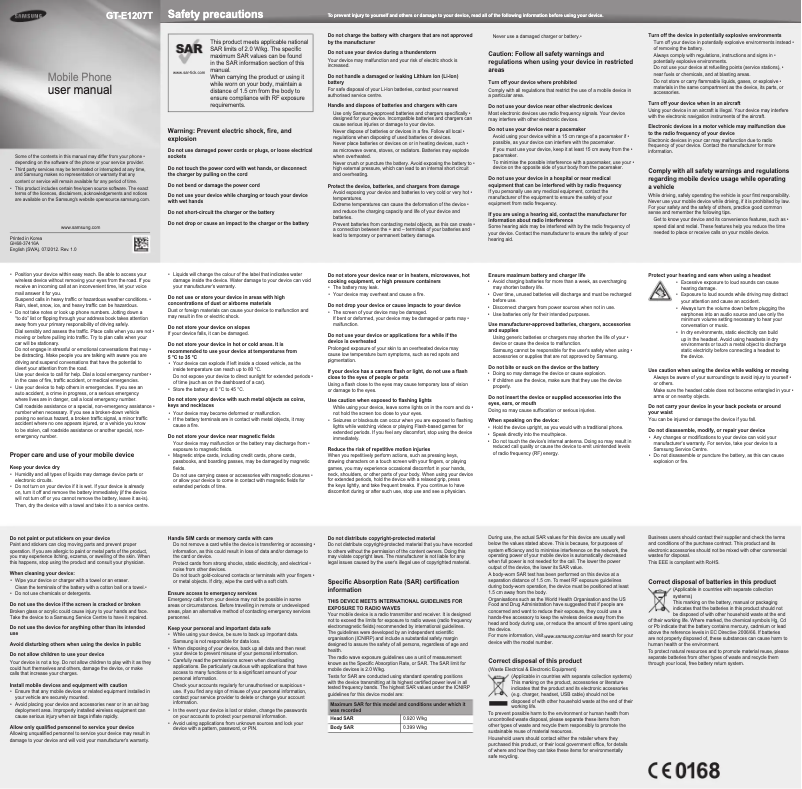 Página 1 del manual Manual de usuario Samsung GT-E1207T