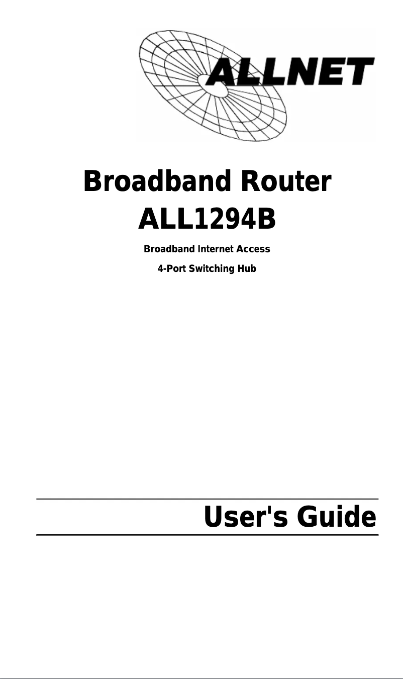 Page n°1 - Manuel utilisateur Allnet ALL1294B