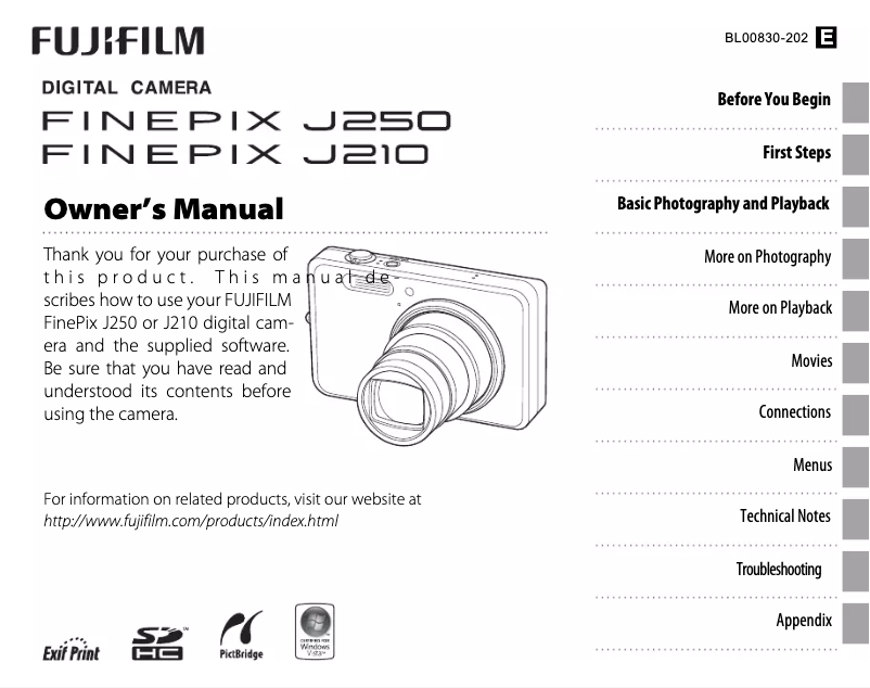 Page 1 de la notice Manuel utilisateur Fujifilm FinePix J210