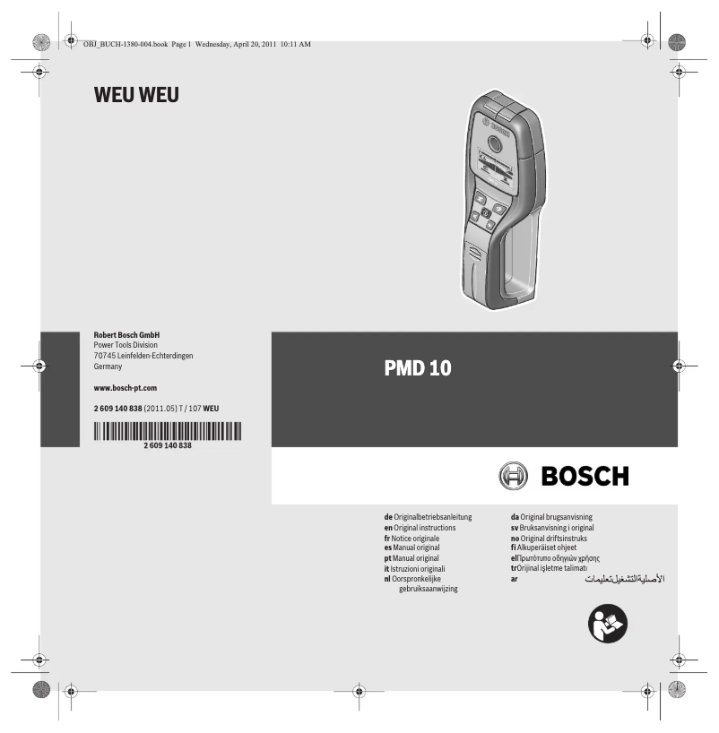 Page 1 de la notice Manuel utilisateur Bosch PMD 10