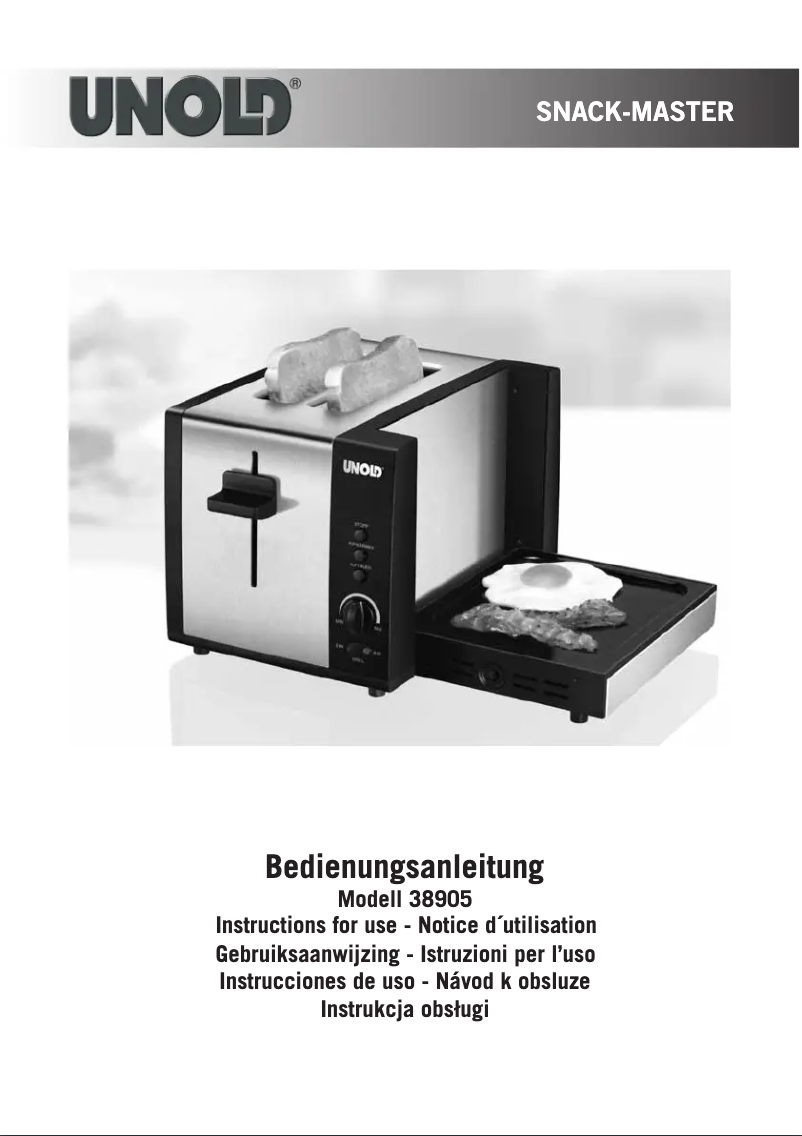 Image de la première page du manuel de l'appareil 38905 Snack Master