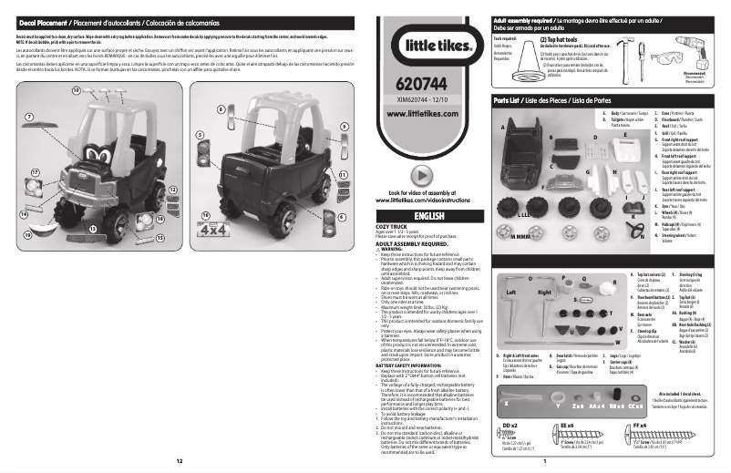 Page 1 de la notice Manuel utilisateur Little Tikes 620744E3