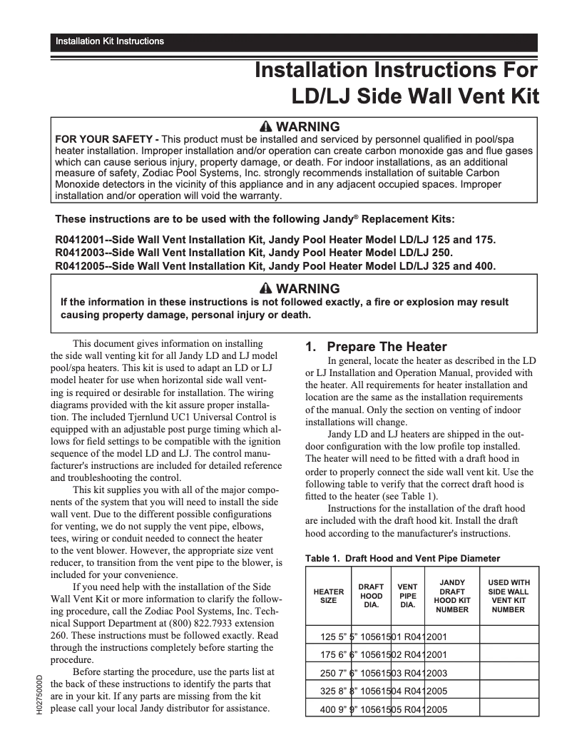 Page n°1 - Guide d'installation JANDY Lite2