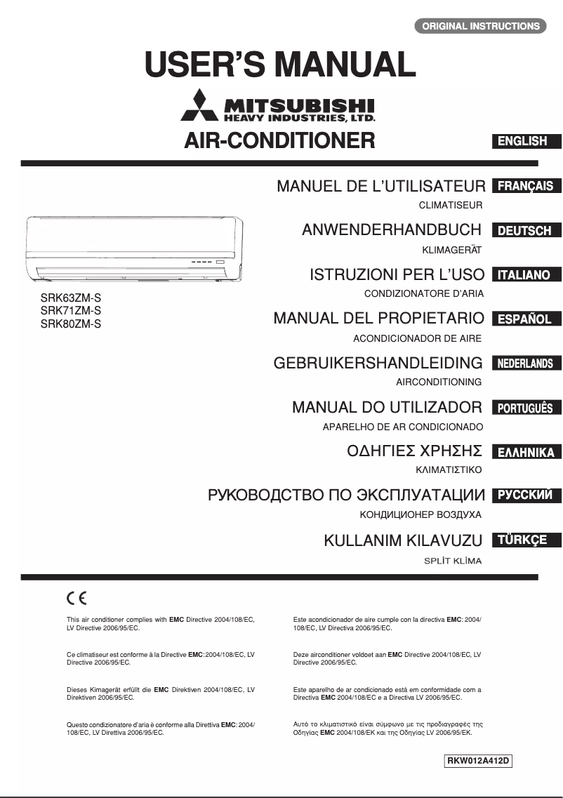 Page n°1 - Manuel utilisateur Mitsubishi SRK71ZM-S