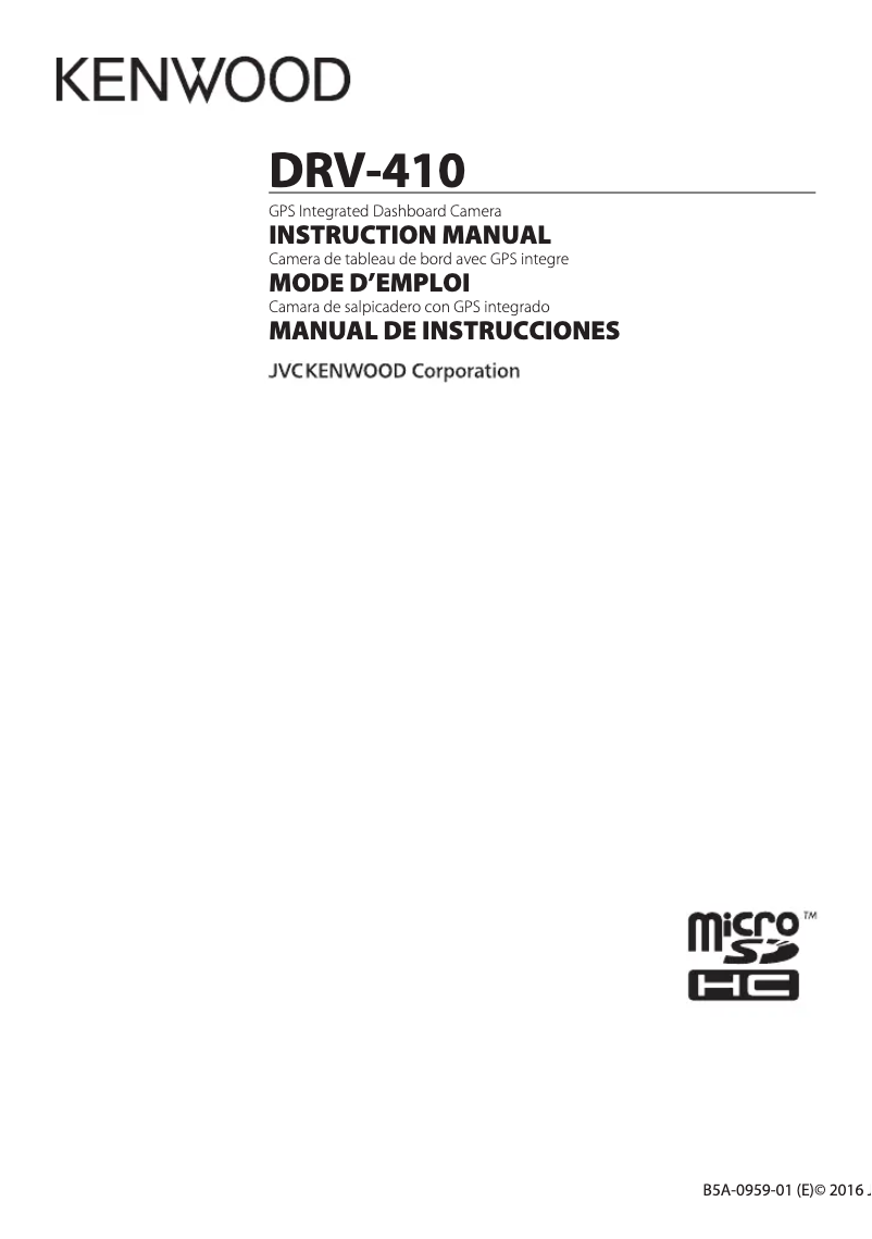 Page 1 de la notice Manuel utilisateur Kenwood DRV-410