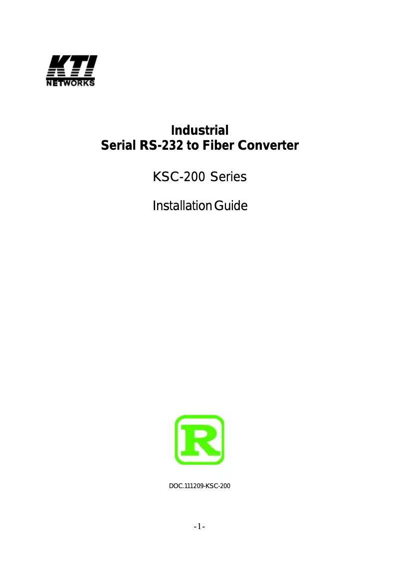 Page 1 de la notice Manuel utilisateur KTI Networks KSC-200