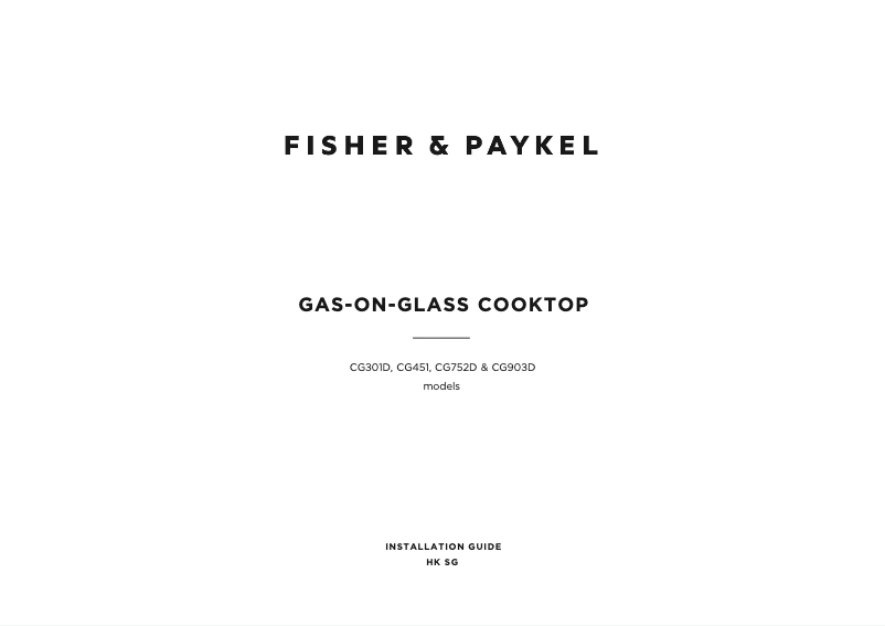 Page 1 de la notice Guide d'installation Fisher & Paykel CG752DLPGB1
