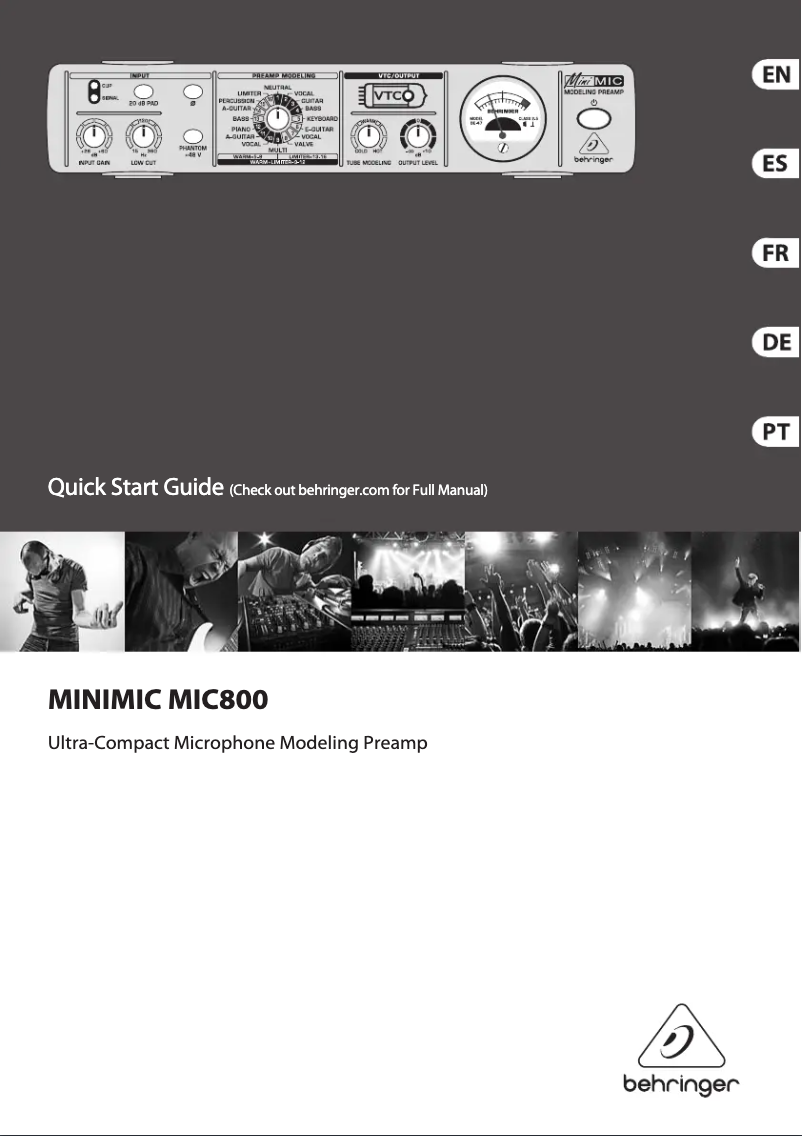 Page 1 de la notice Guide de démarrage rapide Behringer MINIMIC MIC800