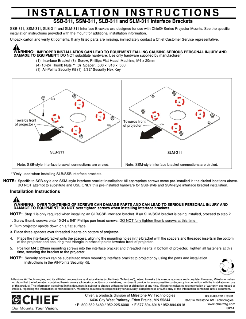 Page n°1 - Manuel utilisateur Chief SSB311