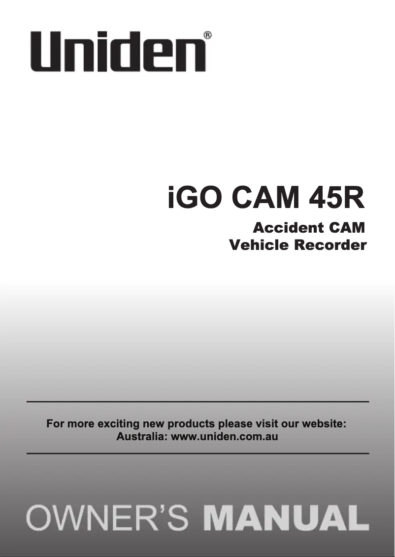 Page 1 de la notice Manuel utilisateur Uniden iGO CAM 45R