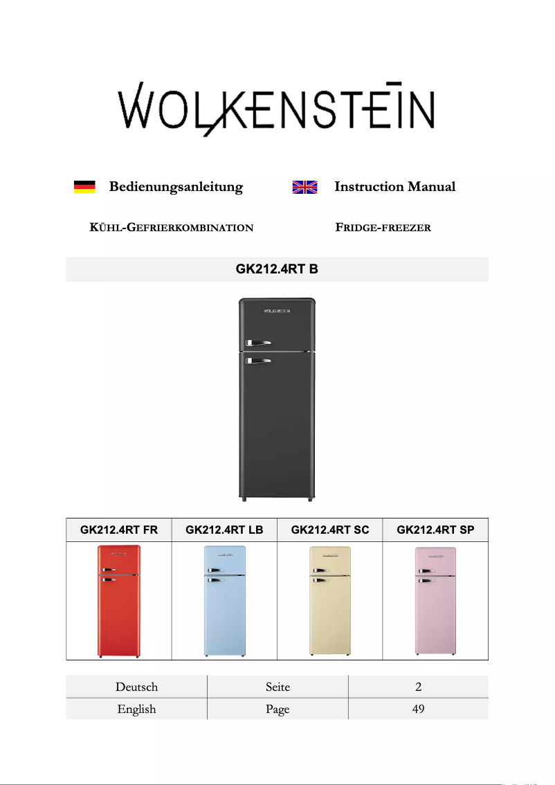 Page 1 de la notice Manuel utilisateur Wolkenstein GK212.4RT FR A++
