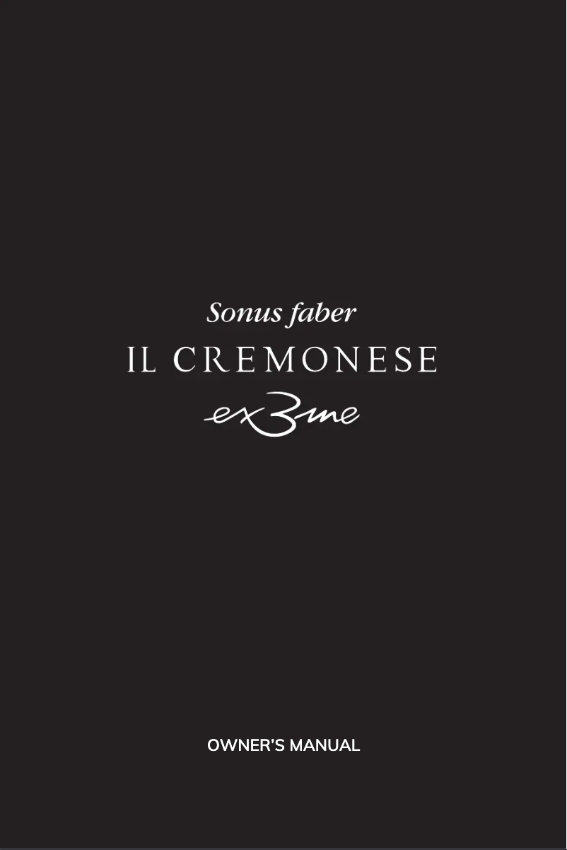 Page n°1 - Manuel utilisateur Sonus Faber Il Cremonese ex3me