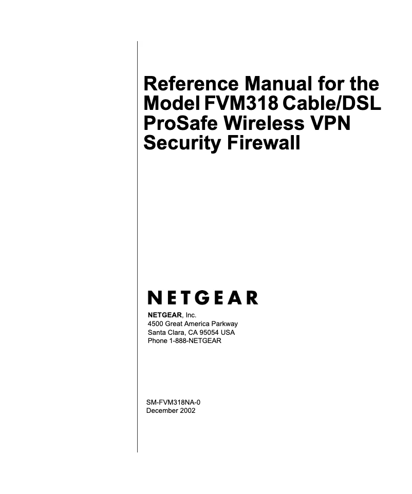 Page 1 de la notice Manuel utilisateur Netgear FVM318