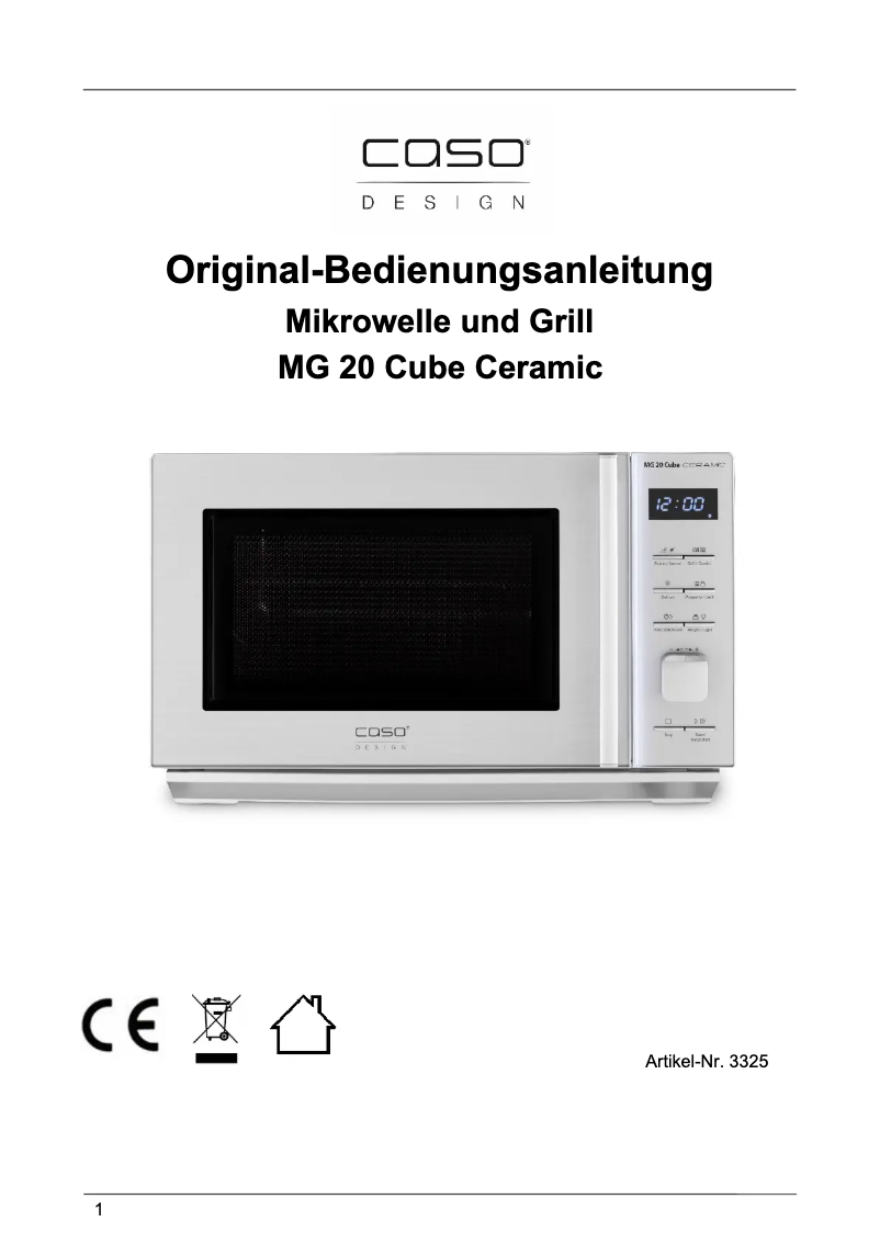 Page 1 de la notice Manuel utilisateur Caso MG 20 Cube Ceramic