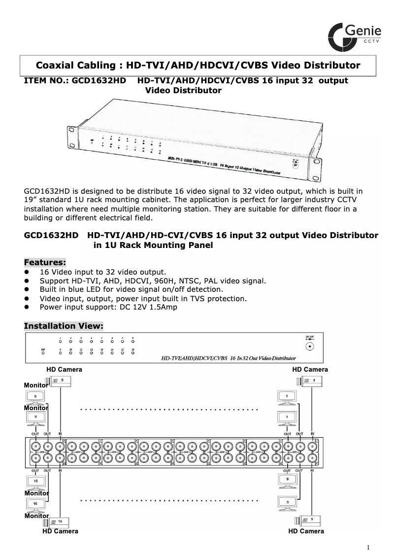 Image de la première page du manuel de l'appareil GCD1632HD
