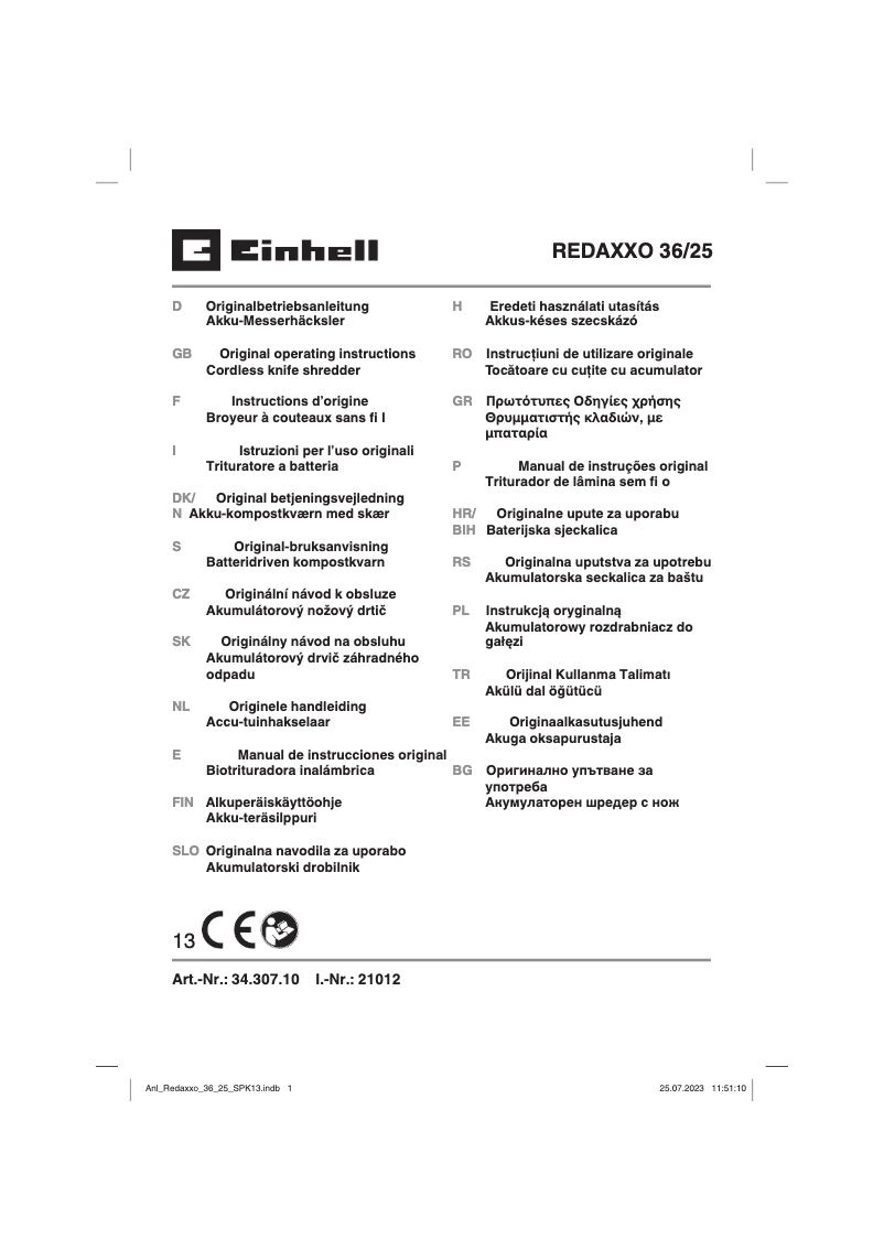 Image de la première page du manuel de l'appareil REDAXXO 36/25