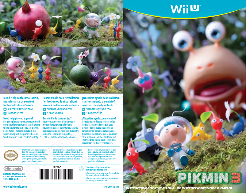 Page 1 de la notice Manuel utilisateur Nintendo Pikmin 3 (Wii U)