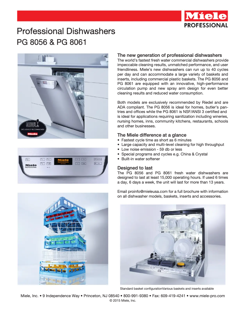 Page 1 de la notice Fiche technique Miele PG8061SS