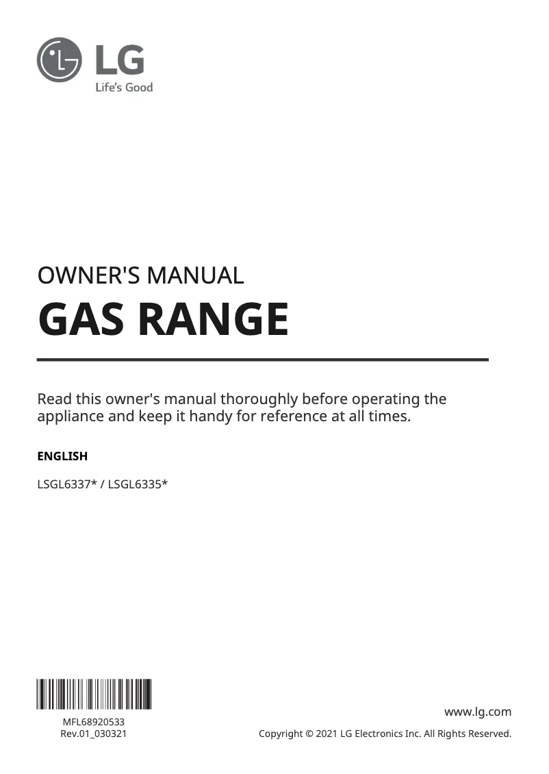 Página 1 del manual Manual de usuario LG LSGL6335F