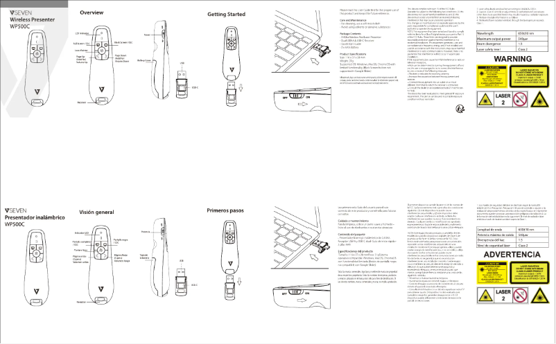 Imagen de la primera página del manual del dispositivo WP500C